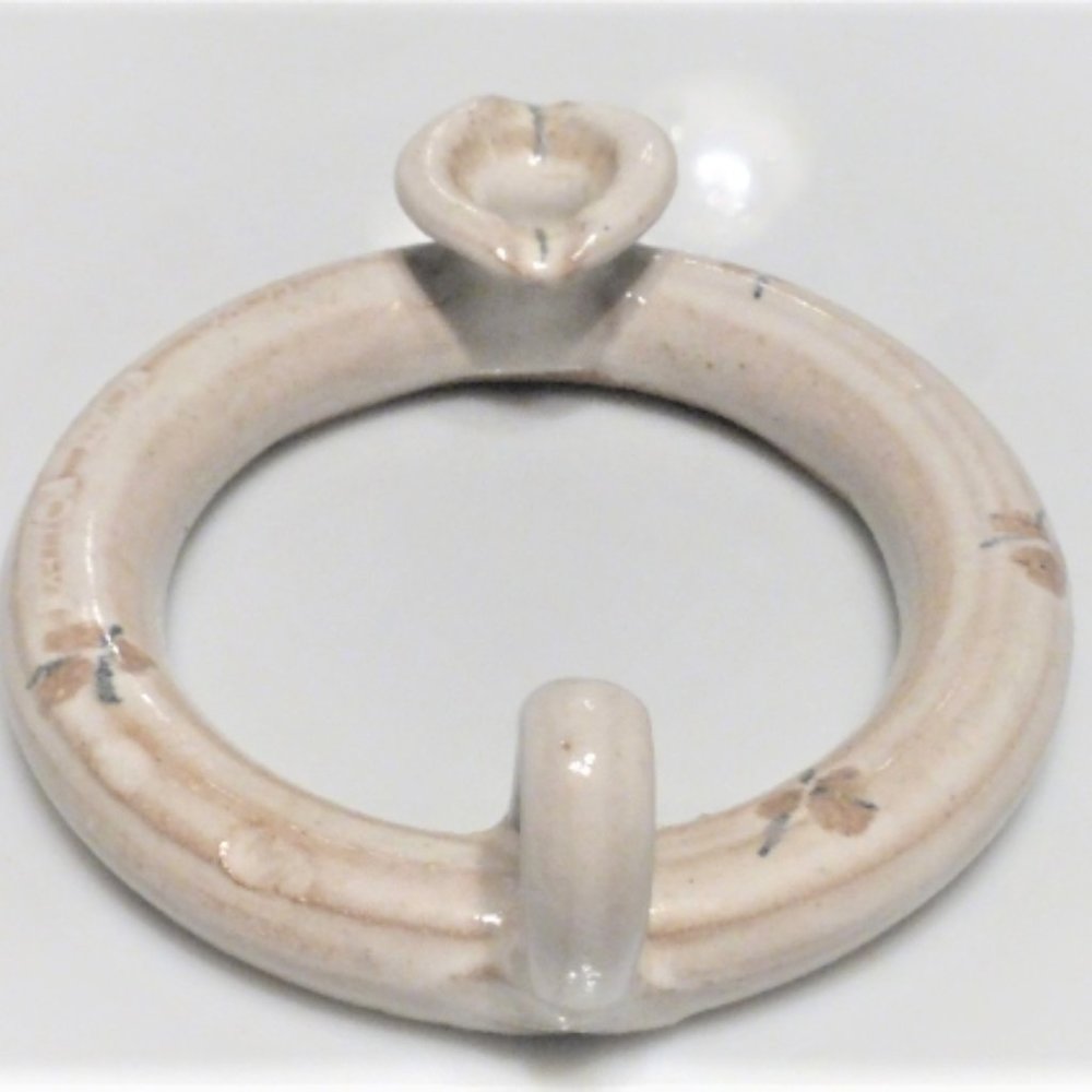 Vintage Signed Pottery CANDLE HOLDER Ring Vintage Candle Stick Holder